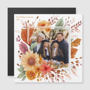 Automne Florale Photo Famille Thanksgiving Magnet 