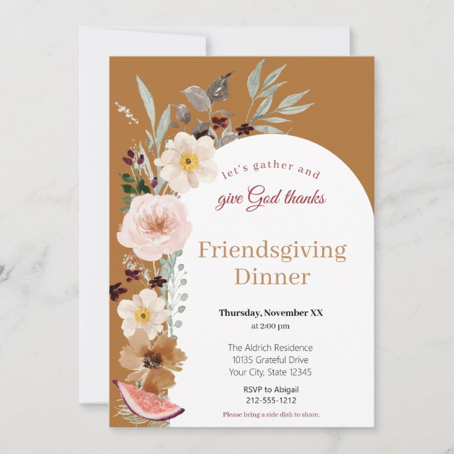 Automne Florals Friendsgiving Diner Invitation (Devant)