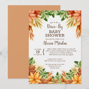 Automne Foliage DRIVE-BY Bébé Douche Invitations