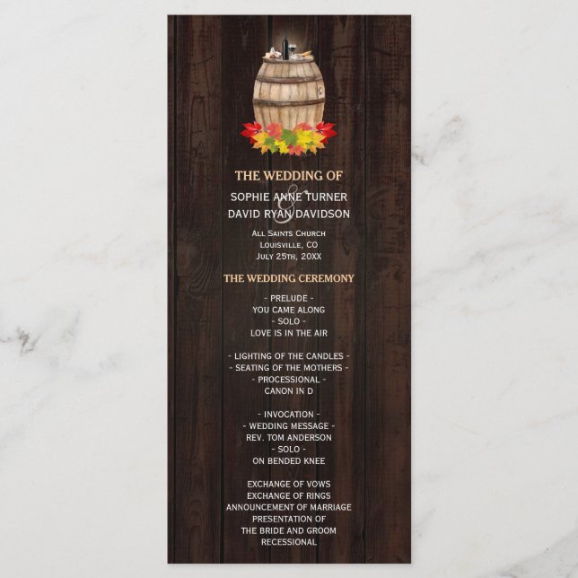 Automne Foliage Vin Baril Vignoble Programme de ma (Devant)