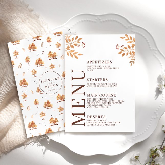 Automne Forêt Arbres Feuille Mariage Carte Menu (Créateur téléchargé)