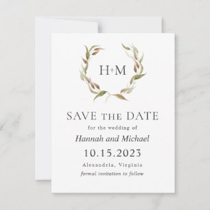 Automne Laurel Wreath Save the Date with Photo