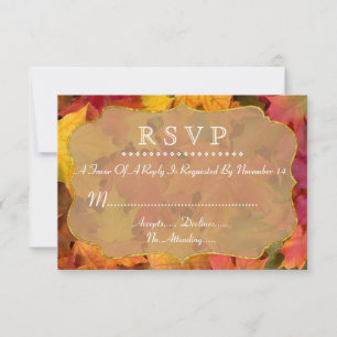 Automne Leaves Gold Foil Wedding RSVP
