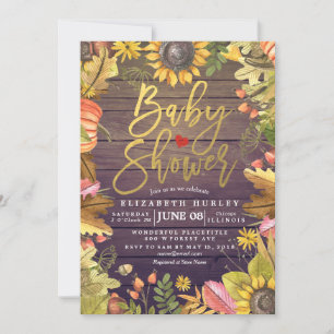 Automne Maple Feuille Cartes de Baby shower Citrou