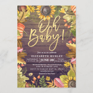 Automne Maple Feuille Cartes de Baby shower Citrou