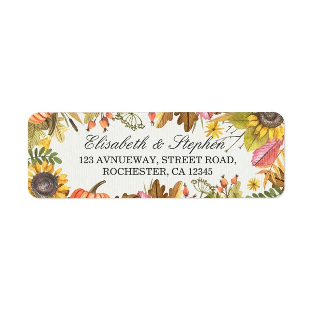 Automne Maple Feuille Citrouille Mariage Adresse (Devant)