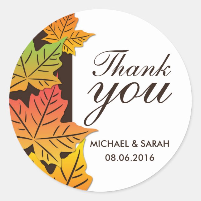 Automne Maple Leaf Mariage Favor Merci Sticker (Devant)