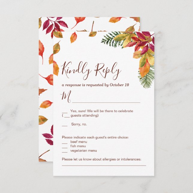 Automne Mariage automne Carte RSVP (Devant / Derrière)