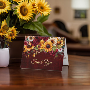 Automne merci roses bordeaux tournesols