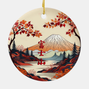 Automne Mont Fuji Ornement en céramique japonaise