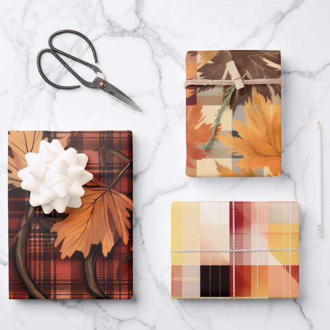 AUTOMNE MOTIFS PLACÉS AVEC FEUILLES D'AUTOMNE (Recto)