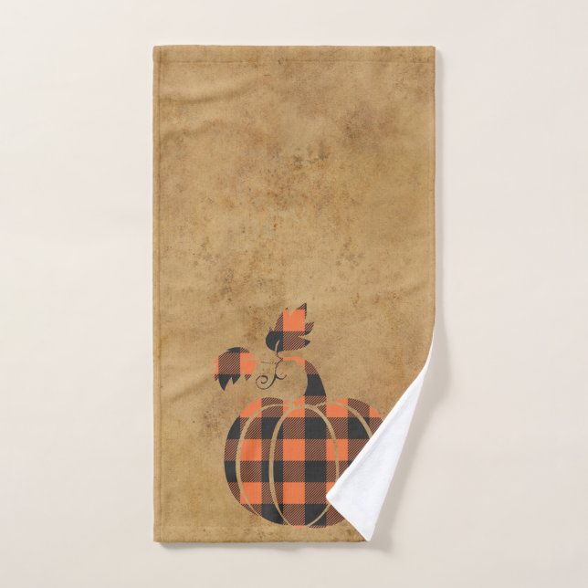 Automne Orange Et Noir Plaid Automne Citrouille (Serviette à main)