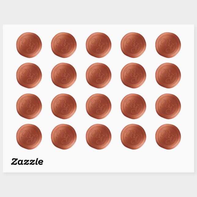Automne Orange Script Monogramme Stickers cire Sce (Feuille)