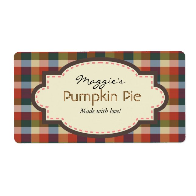Automne Plaid Baking Étiquettes (Devant)