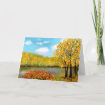 Automne près de la rivière Carte de voeux pliée