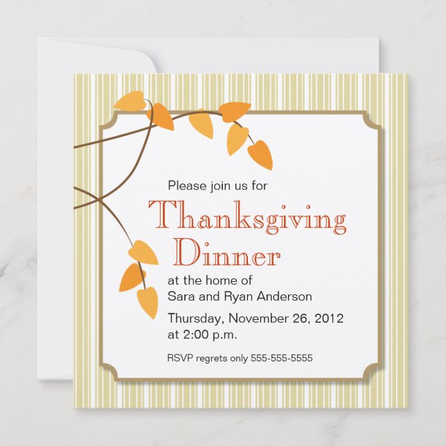 Automne quitte Thanksgiving Dîner Invitation (Devant)