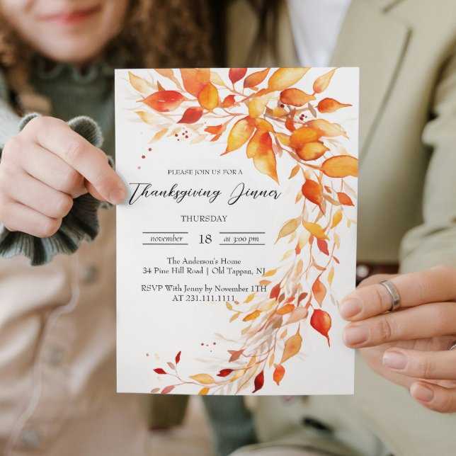 Automne quitte Thanksgiving Dîner Invitation (Créateur téléchargé)