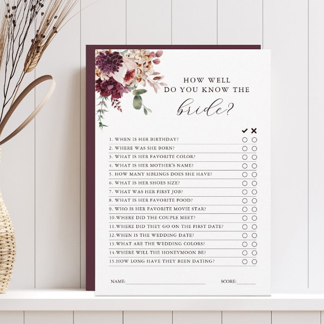Automne Romance Fête des mariées florale Carte mod (Créateur téléchargé)