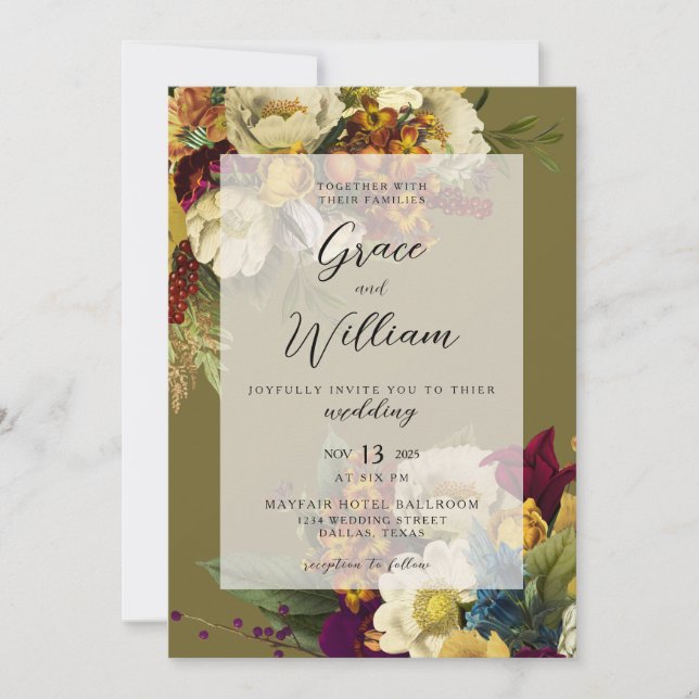 Automne romantique automne Faire-part de mariage f (Devant)