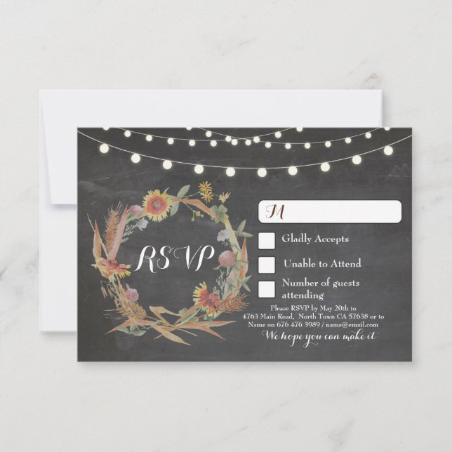 Automne RSVP Mariage Chalkboard Cartes de réponse  (Devant)