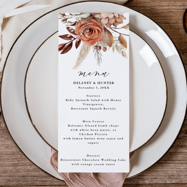 Automne Rustique Floral Mariage Haut Menu (
An elegant menu for your Fall Wedding or Dinner Party.)