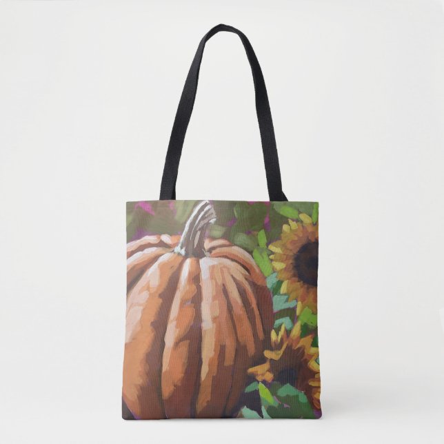 Automne, sac fourre-tout en toile robuste citrouil (Devant)