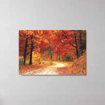 Automne Saison Rouge Paysage toile étirée Imprimer