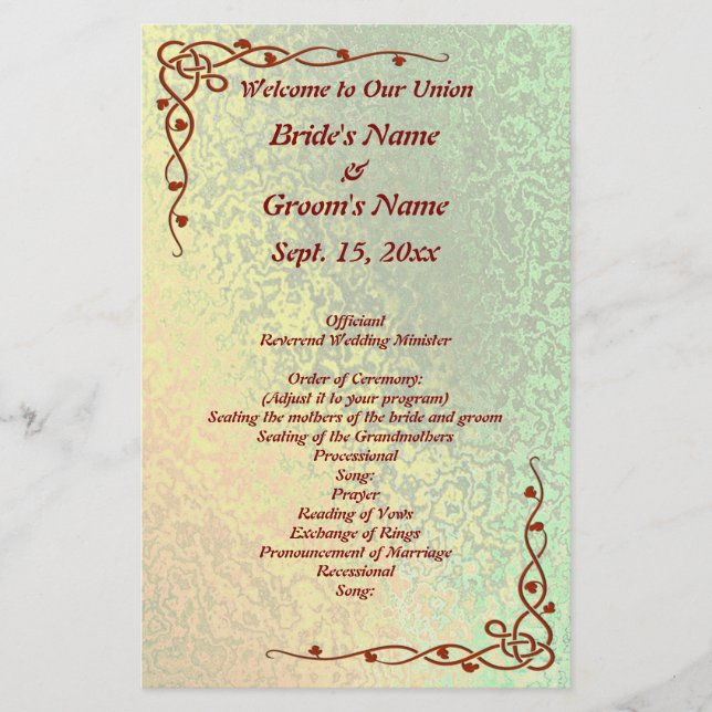 Automne Shades Vert et Jaune Mariage Med Flyer (Devant)