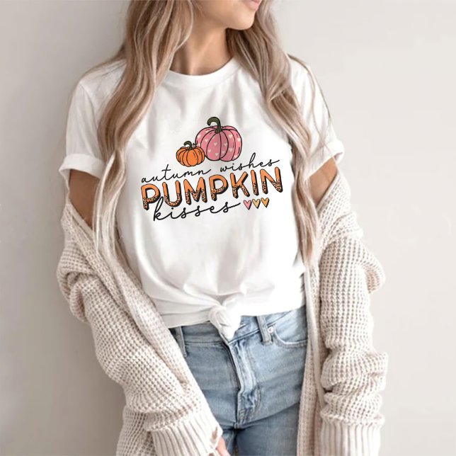 Automne souhaite baisers citrouilles T-shirt Autom (Créateur téléchargé)