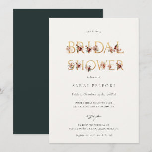 Automne Terre-Tone Floral Bridal Douche Invitation