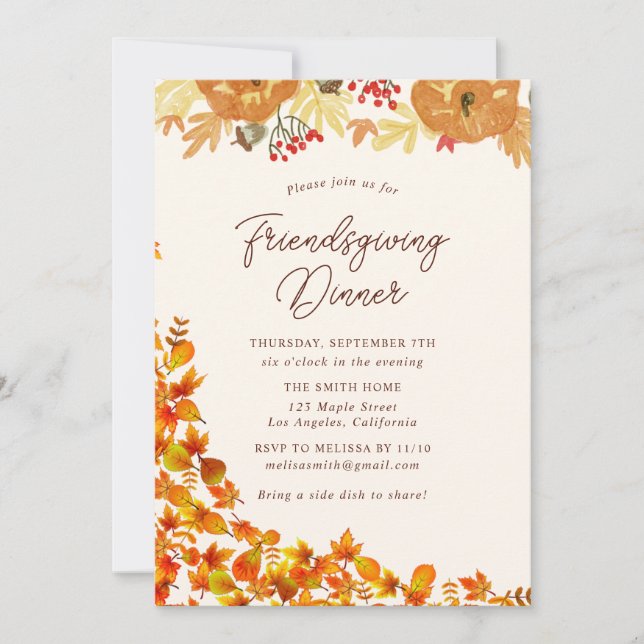 Automne Thanksgiving Friendsgiving Invitation (Devant)