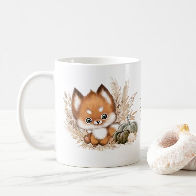 Automne Thanksgiving mignon Little Fox Mug (Avec donut)