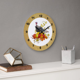 Automne / Thanksgiving Turquie Citrouille Horloge