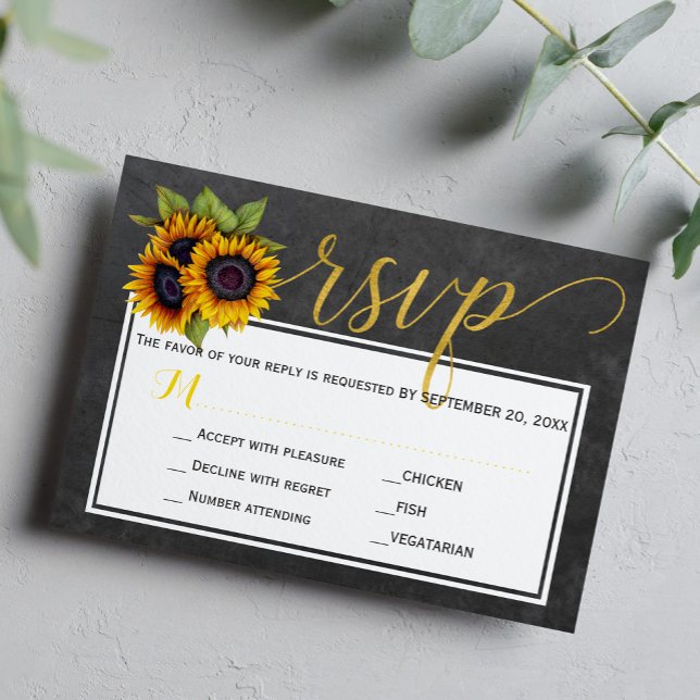 Automne tournesol rustique mariage script rsvp (Créateur téléchargé)