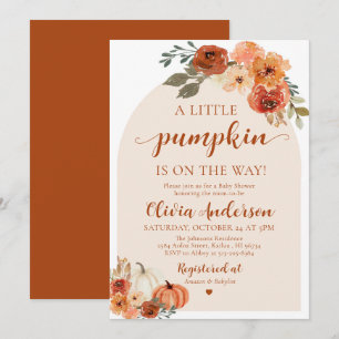 Automne Un Petit Baby shower Citrouille Invitation