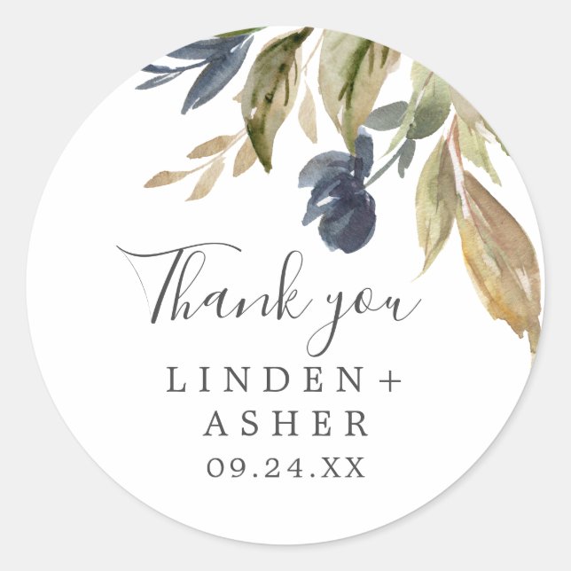 Automne Verdure Merci Mariage Favor Sticker (Devant)
