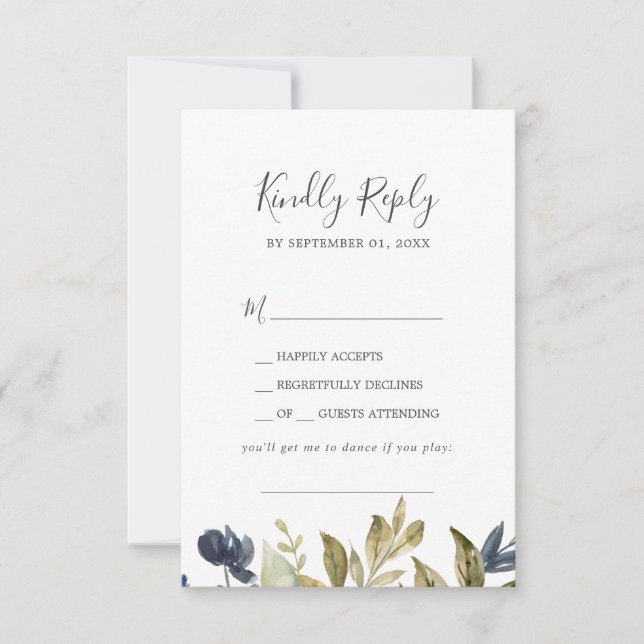 Automne Vert Chanson Demande RSVP Card (Devant)