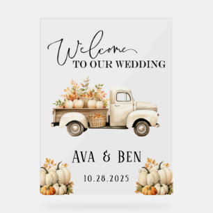 Automne Vintage Camion Citrouilles Mariage Affiche
