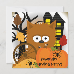 Automne Werewolf Halloween fêtes Invitation