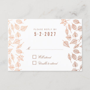 Automne Whimsical Feuille Mariage en cuivre carte
