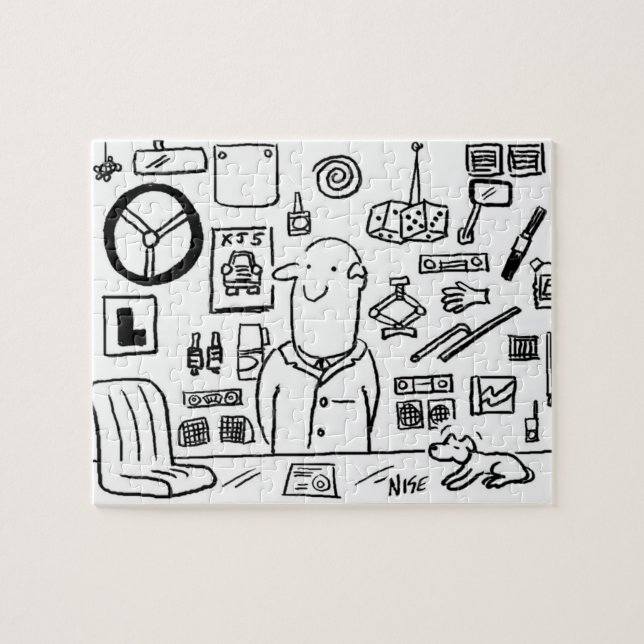 Automobile Car Accessories Store Cartoon Jigsaw Puzzle (Horizontal)