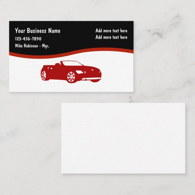 Automobile Moderne Cartes de visite simples (Devant / Derrière)