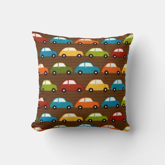 Automobile Motif Print Throw Pillow (Front)