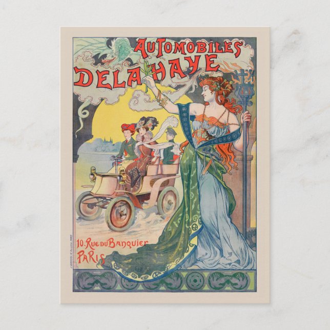Automobiles Delahaye France Vintage Poster 1898 Postcard (Front)