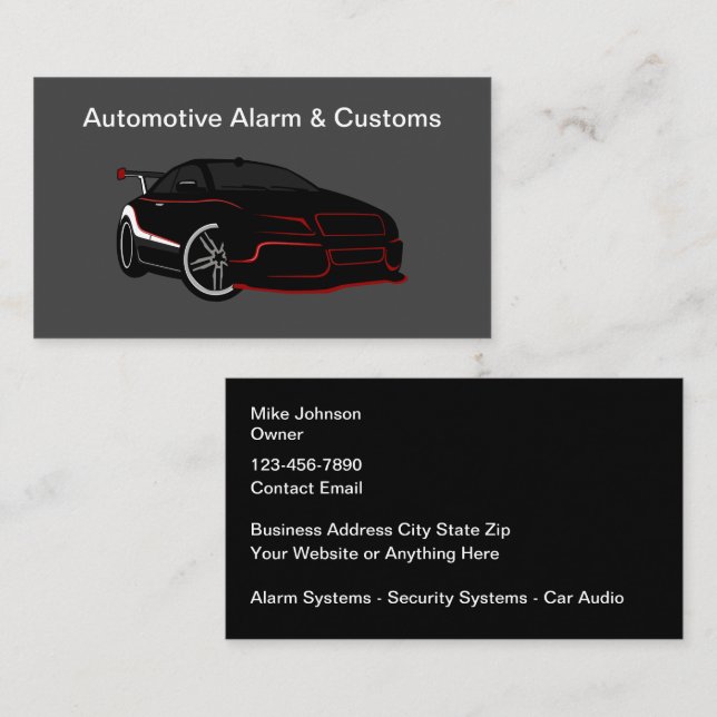 Automotive Audio And Security Systems Business Card (Front/Back)