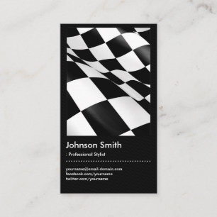 Automotive - Black White Plaid Chequered Flag Business Card