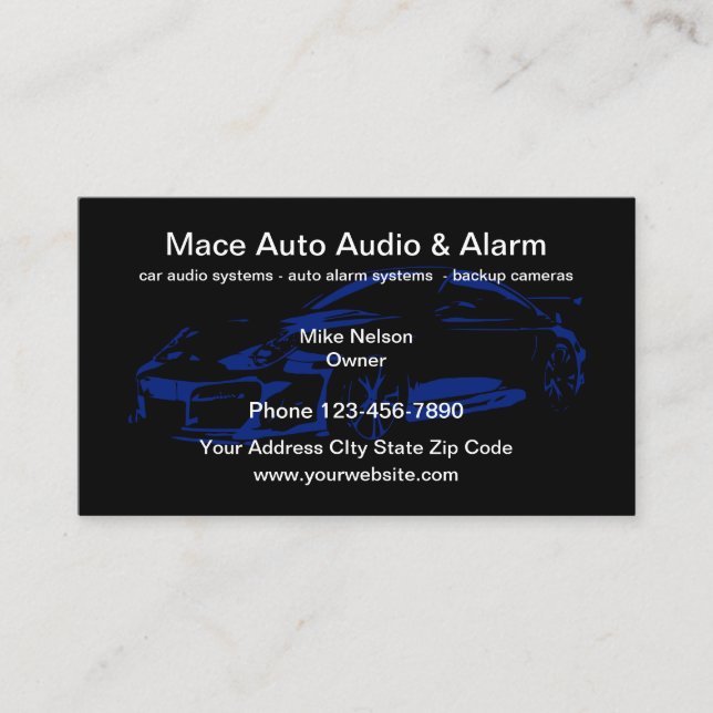 Automotive Car Audio And Security Business Card (Front)