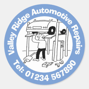 Automotive Car Repairs & Mechanics. Classic Round Sticker