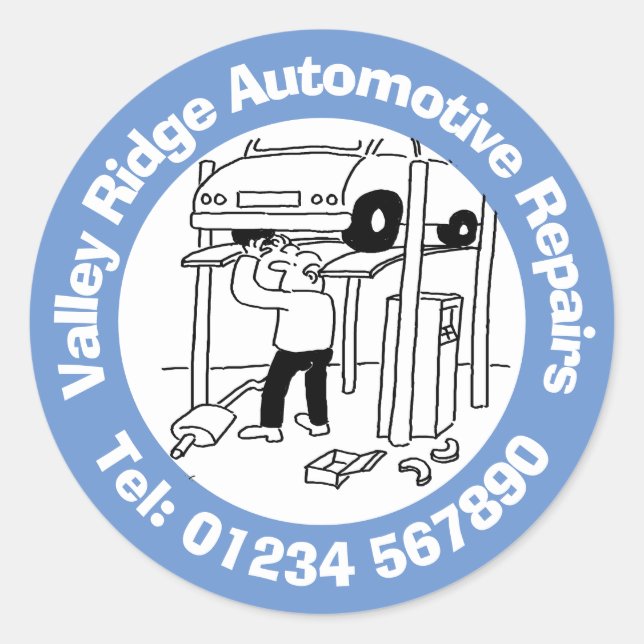 Automotive Car Repairs & Mechanics. Classic Round Sticker (Front)