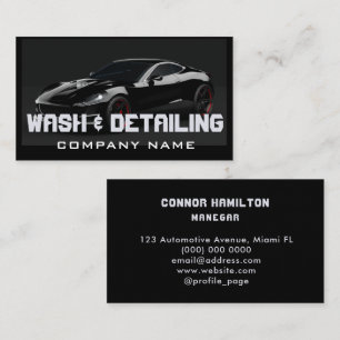 Automotive Car Wash & Auto Detailing Modern Black Business Card